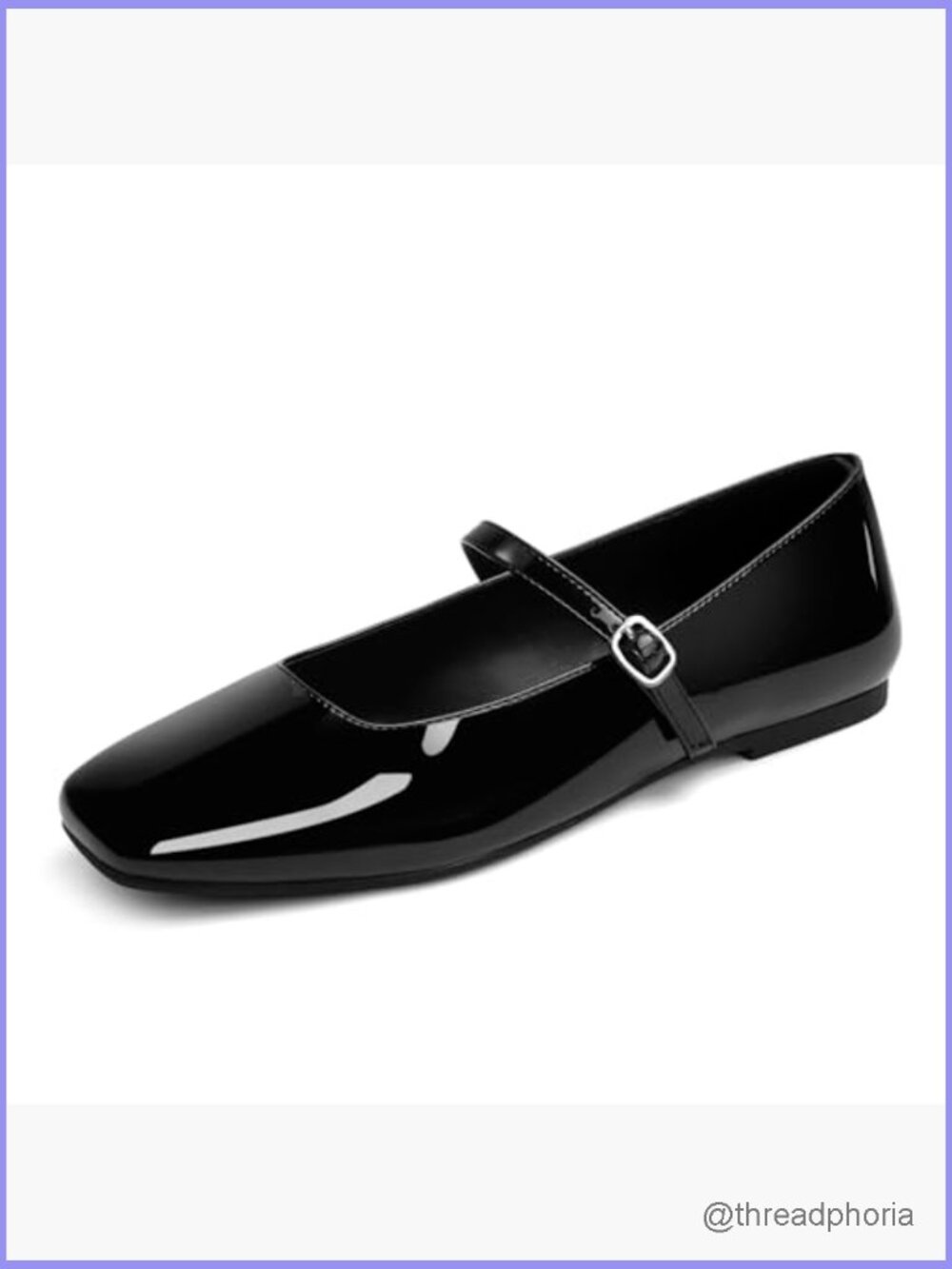 Square Toe Mary Jane Ballet Flats With Adjustable Buckle Ankle Strap Soft - Picture 3 of 7